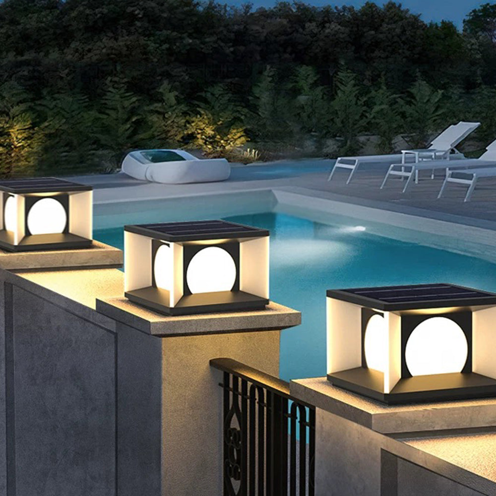 Ray Lampe Solaire Pilier Moderne, Métal, Noir, Allée, Câble Solaire