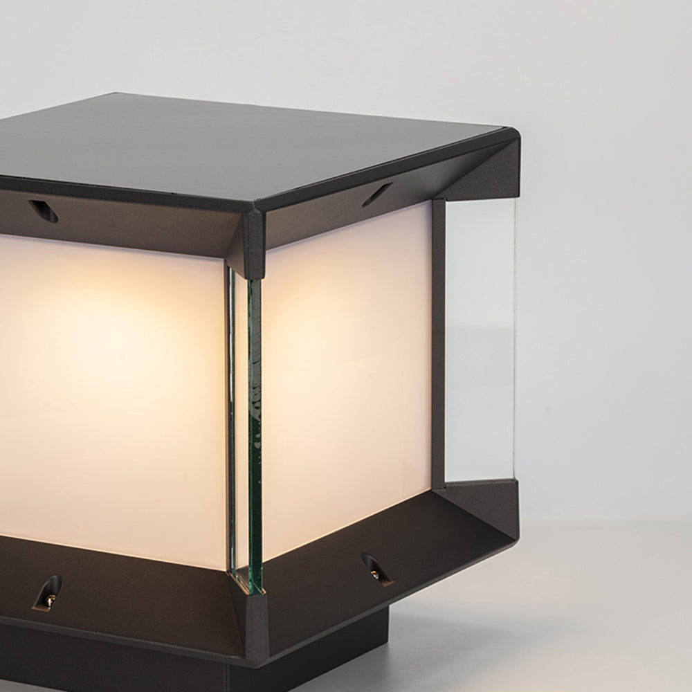 Ray Lampe de Poteau Rectangulaire Moderne, Métal/Verre, Noir/Or, Balcon - Neutralighting