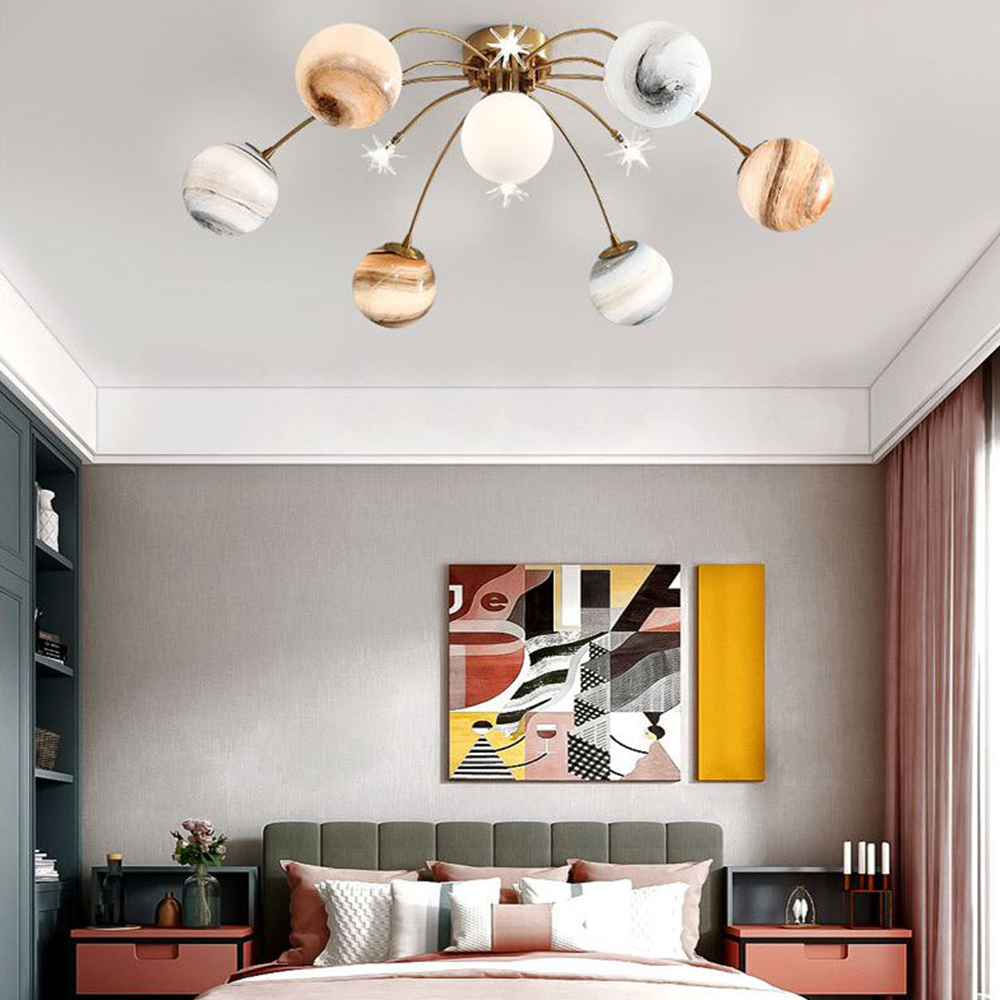 Aria Design Italien LED Plafonnier Planète Moderne Métal/Verre Coloré Salon - Neutralighting