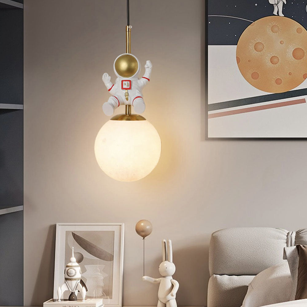Aria Suspesion Globe Moderne, Metal/Verre, Blanc/Bleu, Chambre - Neutralighting
