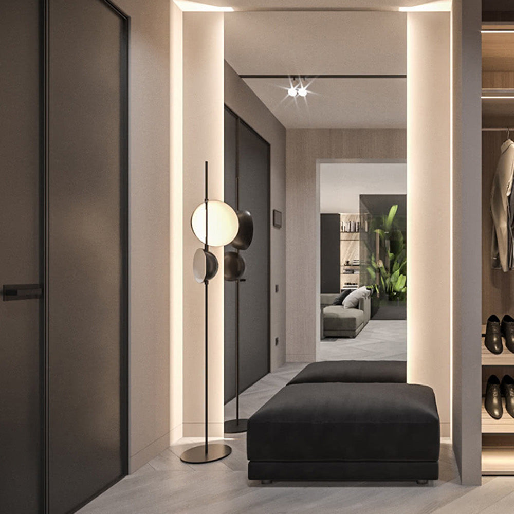 Mira Design Lampadaire Rond Moderne Métal Noir/Or Bureau/Chambre - Neutralighting