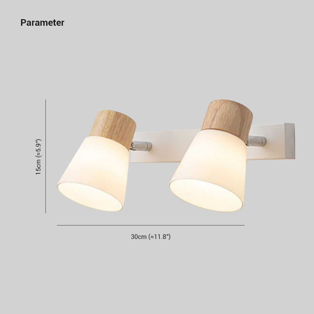 Muto Design Italien LED Applique Murale à Miroir Ronde Rustique Bois/Verre Blanc Salle de Bain - Neutralighting