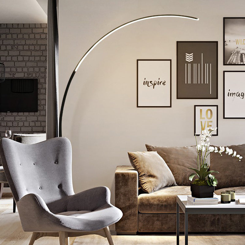 Ray Lampadaire Arche Moderne, Métal/Acrylique, Blanc/Noir, Salon - Neutralighting