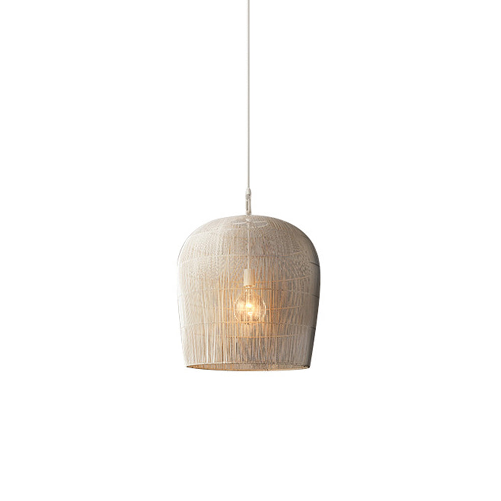 Ritta Suspension Cylindre Moderne, Metal/Rotin, Blanc/Noir, Salon - Neutralighting