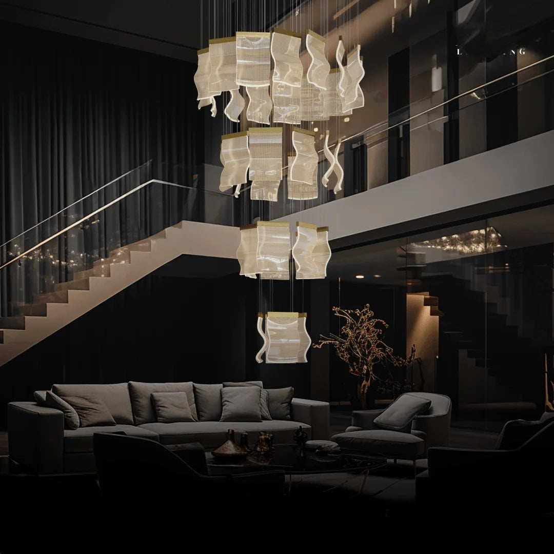 Kristy Moderne Or LED Lustre Métal Acrylique Chambre/Salon