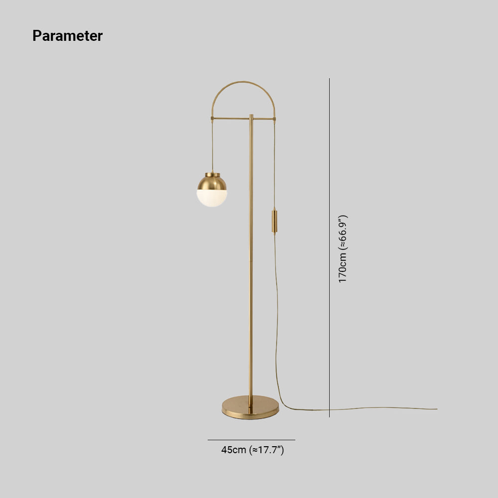 Valentina Lampadaire Courbe Nordique, Métal/Verre, Or, Salon - Neutralighting