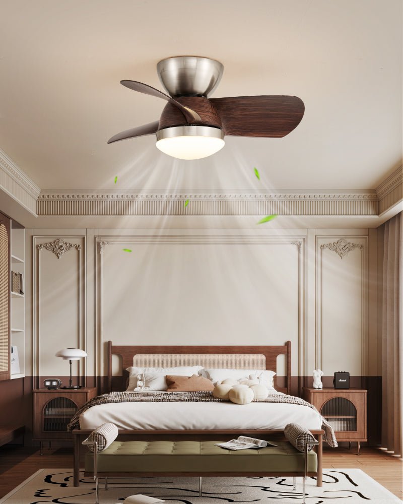 Plafonnier ventilateur Dyms montrant les détails de l'installation câblée