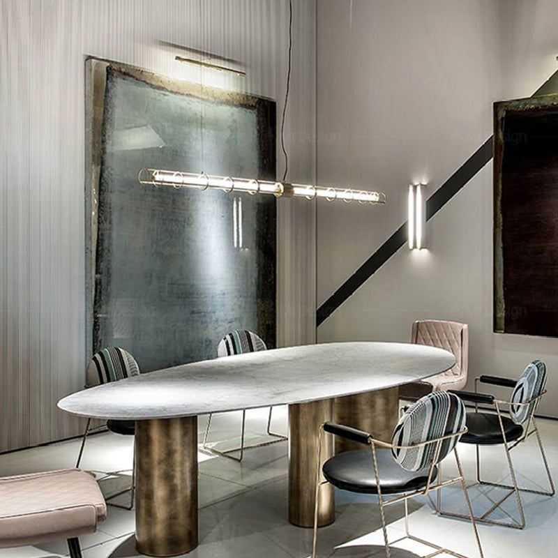 Ray Suspension Linéaire Moderne, Métal/Verre, Doré, Salon - Neutralighting
