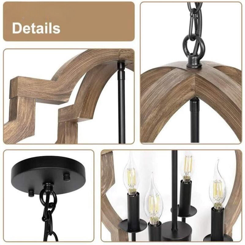 Silva Vintage LED Lustre Métal/Bois Salon/Chambre À Coucher