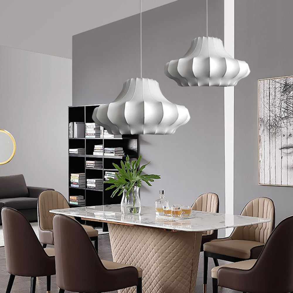 Ritta Design Italien Luminaires Suspensions Moderne Métal Soie Blanc Salle à Manger - Neutralighting
