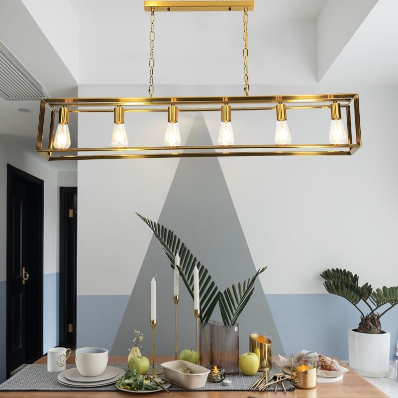 Silva Rectangle Vintage LED Suspension Noir Laiton Métal Salon - Neutralighting