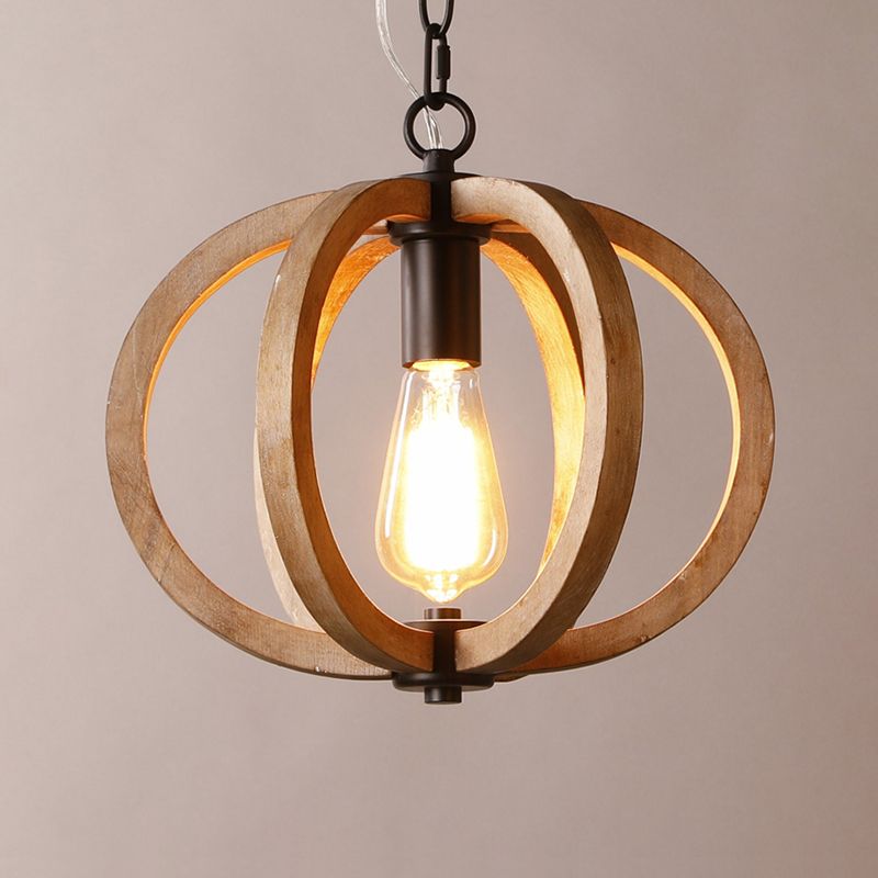 Silva Sphère Vintage LED Suspension Métal Bois Salon Salle à manger - Neutralighting