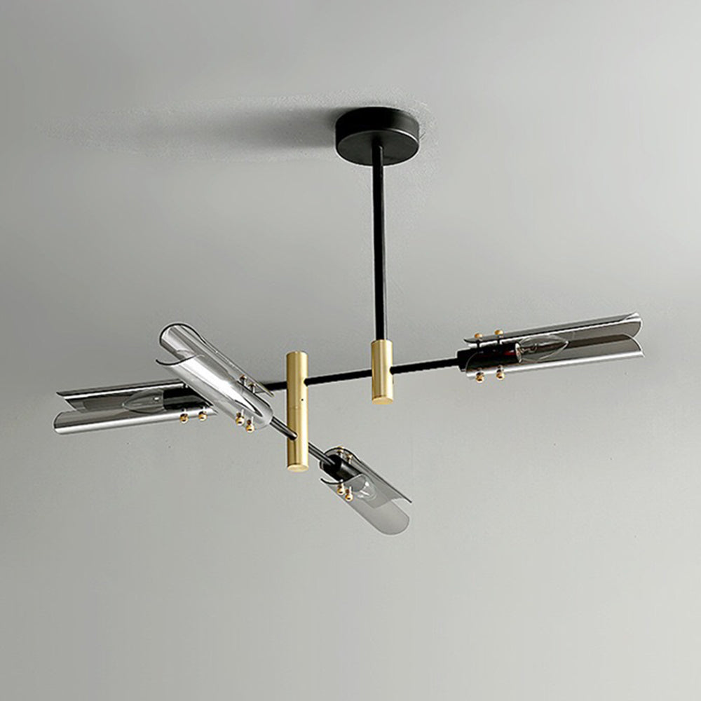 Arisha Plafonnier Linéaire Moderne, Métal/Verre, Gris Fumé/Ambre, Salon - Neutralighting