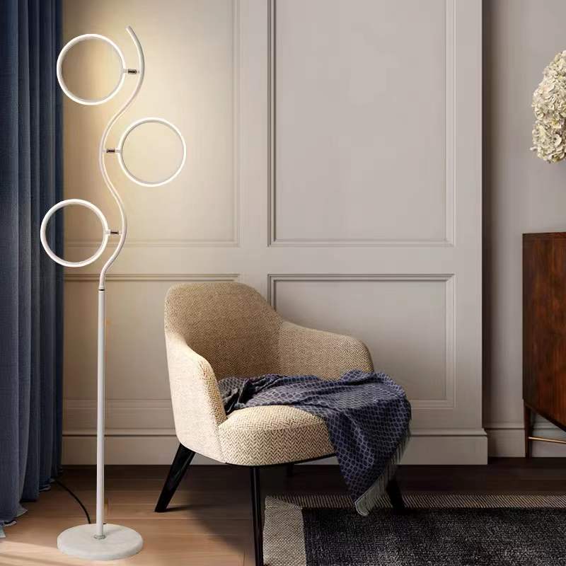 Arisha Design Lampadaire Rond Moderne Métal/Acrylique Noir/Blanc Salon/Chambre - Neutralighting