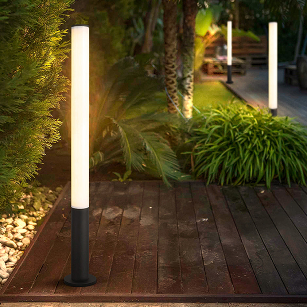 Ray Lampe Extérieure au Sol Minimaliste, Métal/Acrylique, Noir/Blanc, Jardin - Neutralighting