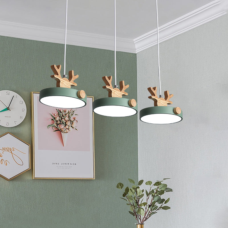 Valentina Suspension Rond Mignon Moderne Métal/Bois Vert/Noir Salle à manger - Neutralighting