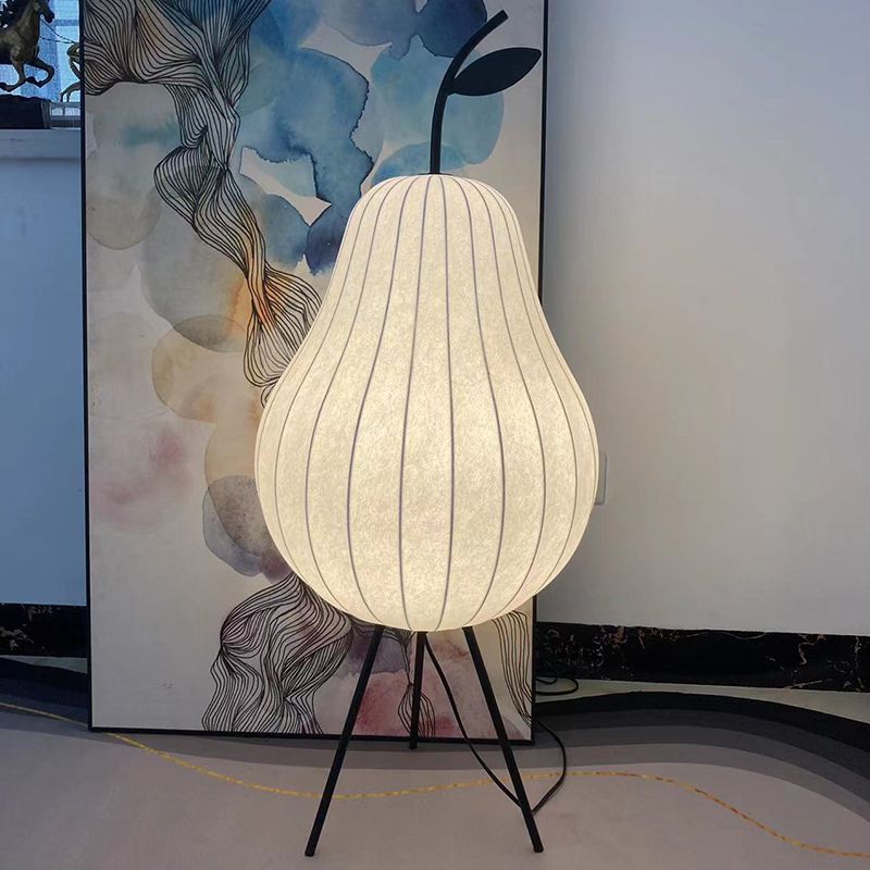 Ritta Lampadaire Poire Art Deco, Métal/Tissu, Beige, Salon - Neutralighting