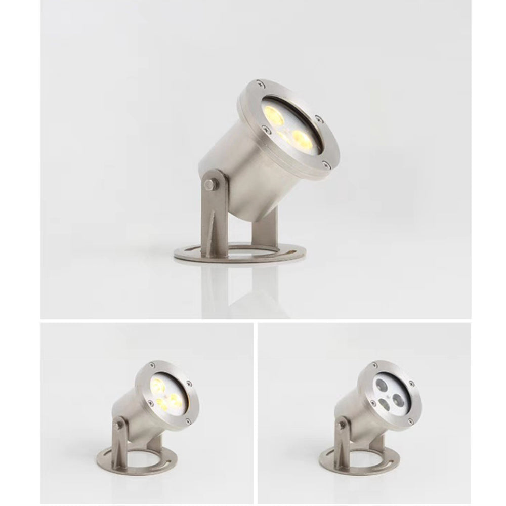 Ray Spot de Bassin Cylindre Moderne, Métal/Verre, Argent, Jardin - Neutralighting