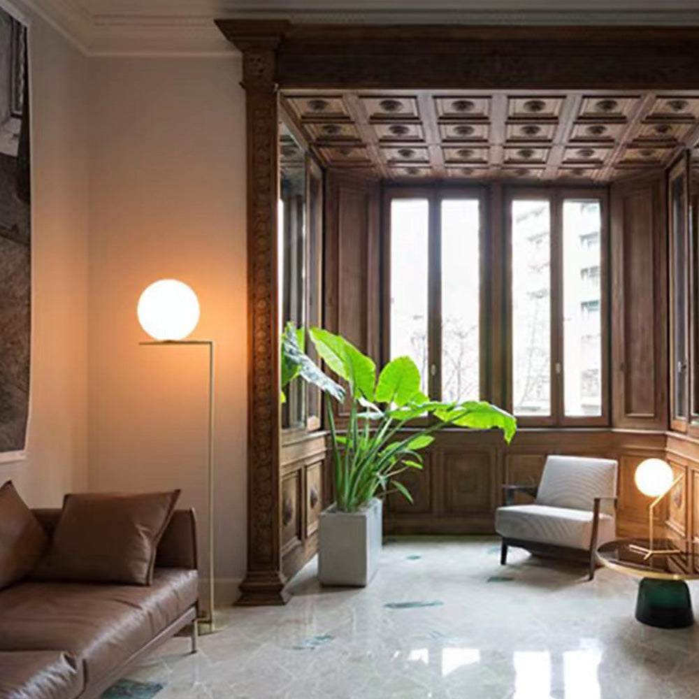 Valentina Lampadaire Globe Moderne Métal/Verre Laiton/Argent Salon/Chambre - Neutralighting