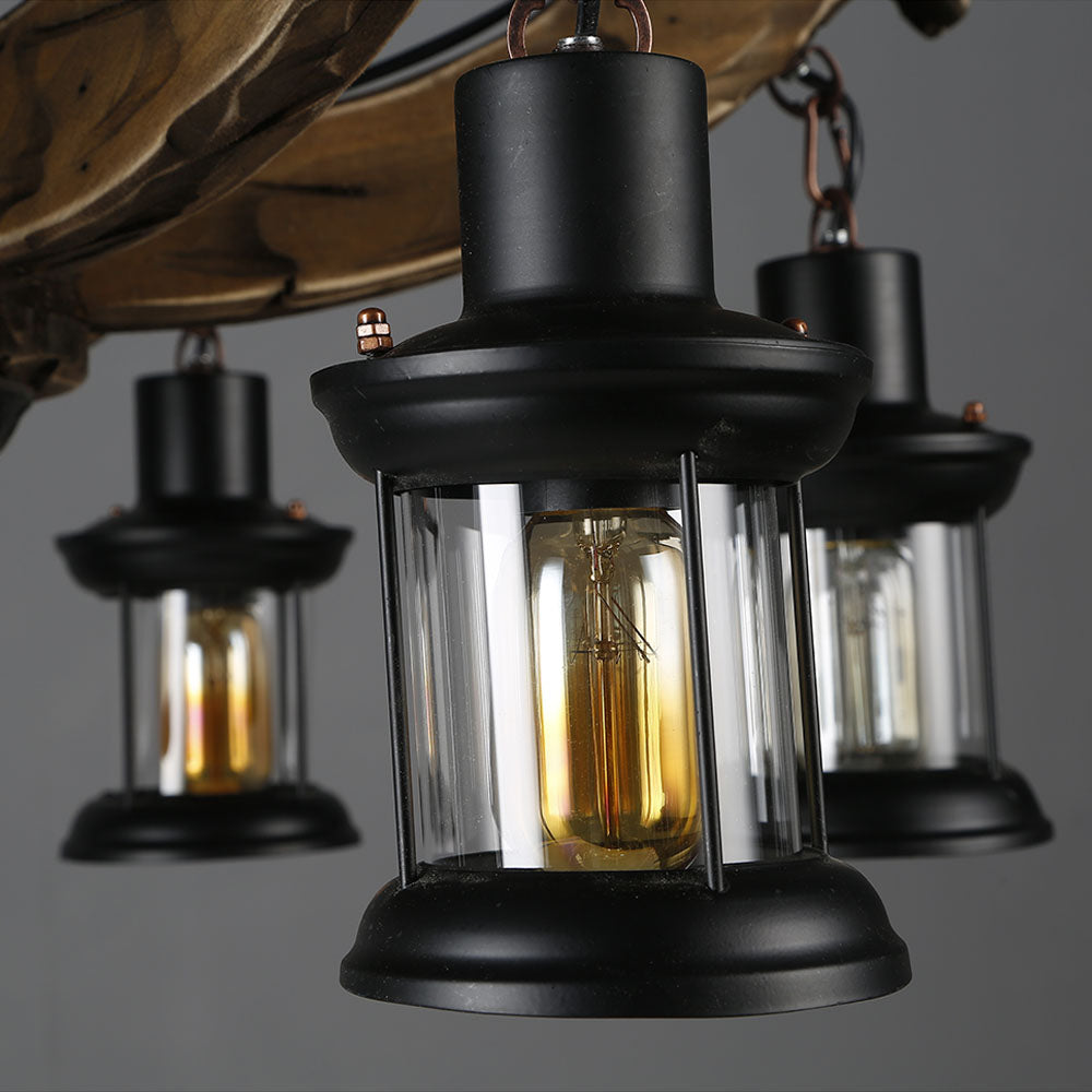 Epoch Lustre Flèche Vintage, Metal/Bois, Marron, Salon - Neutralighting