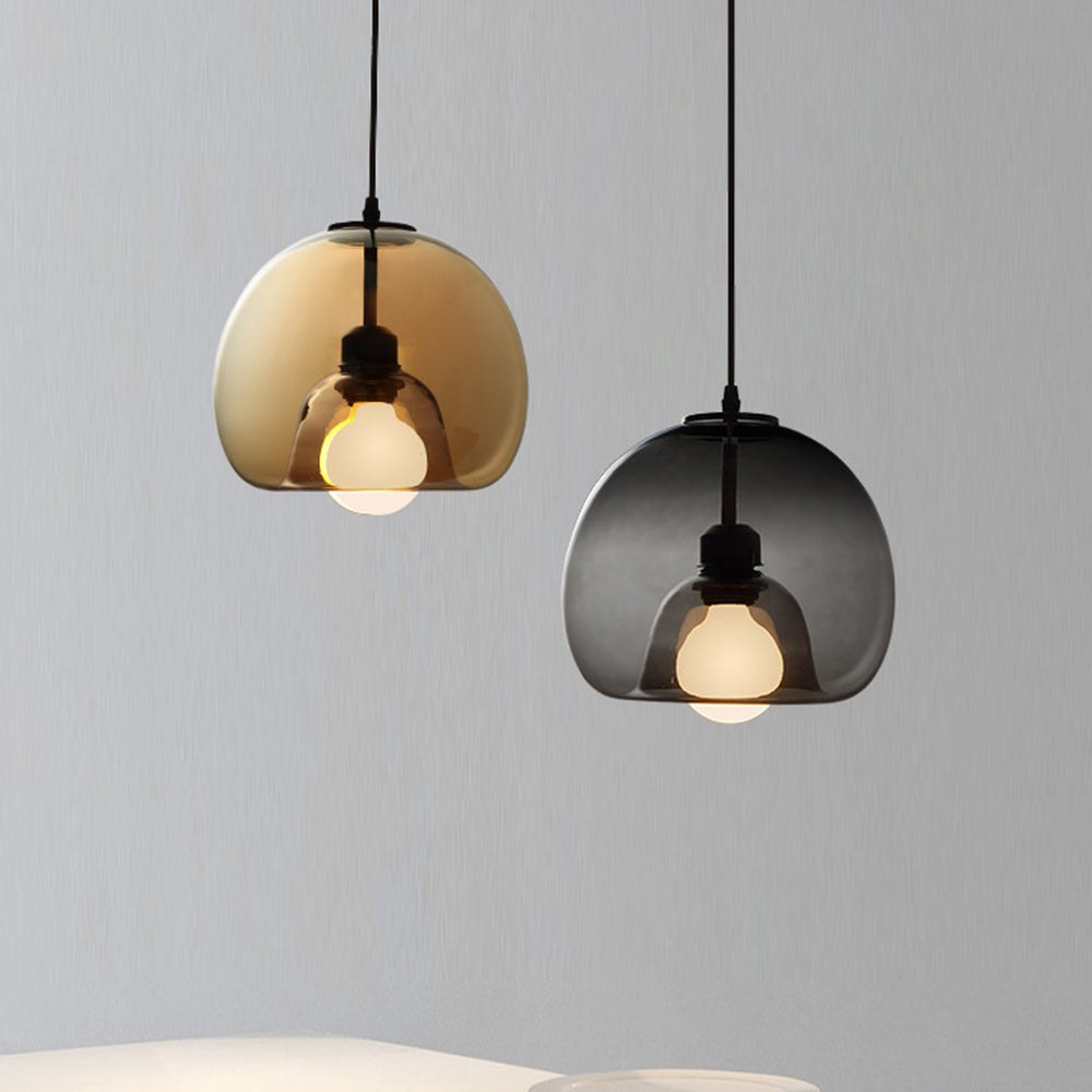 Valentina Luminaires Suspensions Globe Moderne LED Verre/Quincaillerie Ambre/Gris Fumé Salle à Manger/Salon - Neutralighting