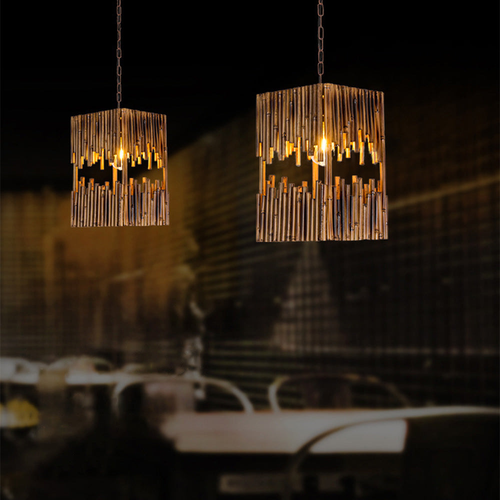 Epoch Suspension Rectangulaire Naturelle, Metal/Bois, Marron, Salon - Neutralighting