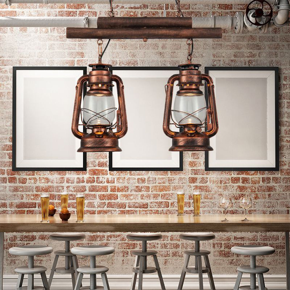 Silva Luminaires Suspensions Lanterne Vintage Métal/Verre Laiton/Cuivre Salon/Salle à manger - Neutralighting