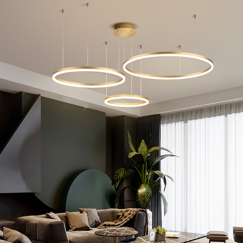 Remi Suspension Anneau Moderne Métal Noir/Doré/Café Salon