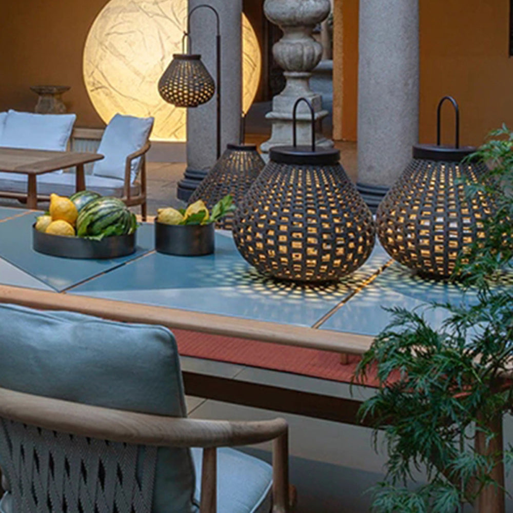 Ritta Vintage Petie LED Lampadaire Brun Métal/Tissu Extérieur - Neutralighting