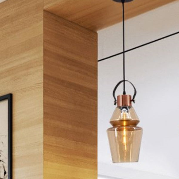 Silva Moderne LED Suspension Ambre Métal Verre Salon Salle à manger - Neutralighting