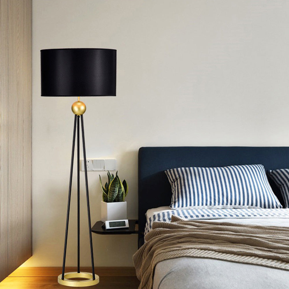 Mira Design Lampadaire Tripod Simple Tissu/Métal Noir Salon/Bureau