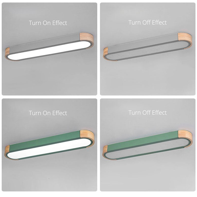 Mero Plafonnier Barre Longue Moderne. Bois/Acrylique. Blanc/Gris/Vert - Neutralighting