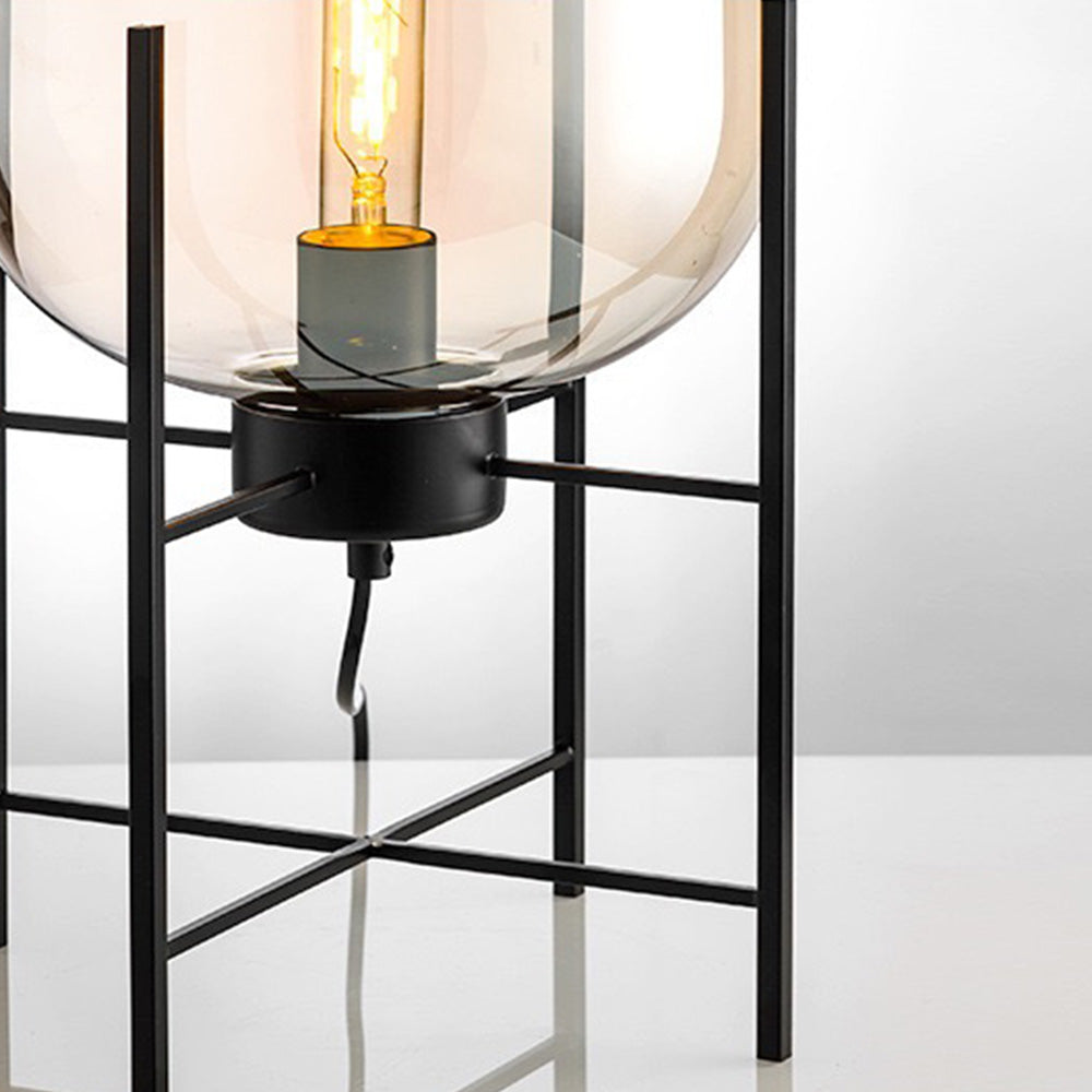 Mira Design Lampadaire Globe Moderne Verre/Métal Noir Chambre/Salon