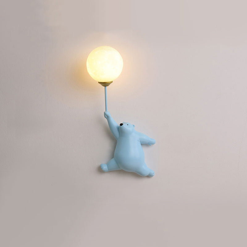 Bear Balloon Applique Murale Ours Ballon Moderne Animale. Blanc/Bleu/Rose. Salon - Neutralighting