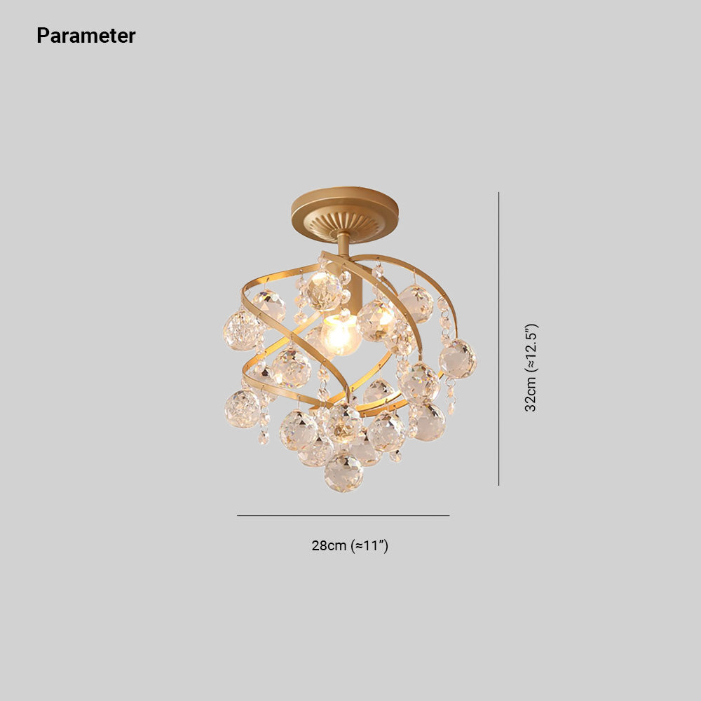 Valentina Design LED Plafonnier Laiton Cristal Salon Chambre à coucher - Neutralighting
