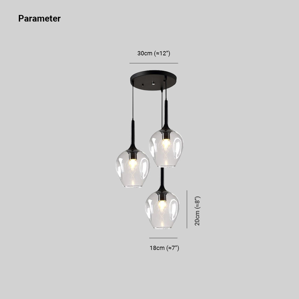 Valentina LED Suspension Bleu Gris Verre Salle à Manger Chambre à coucher - Neutralighting