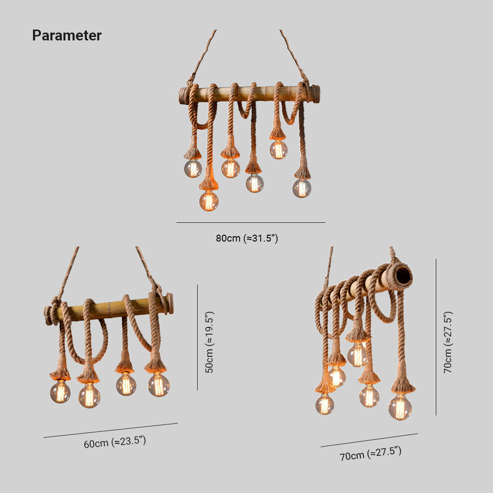 Silva Luminaires Suspensions Vintage LED Bambou/Métal Marron Salon/Chambre à Coucher - Neutralighting
