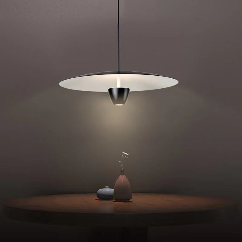 Arisha Suspension Ronde LED Minimaliste, Métal, Noir, Salon - Neutralighting
