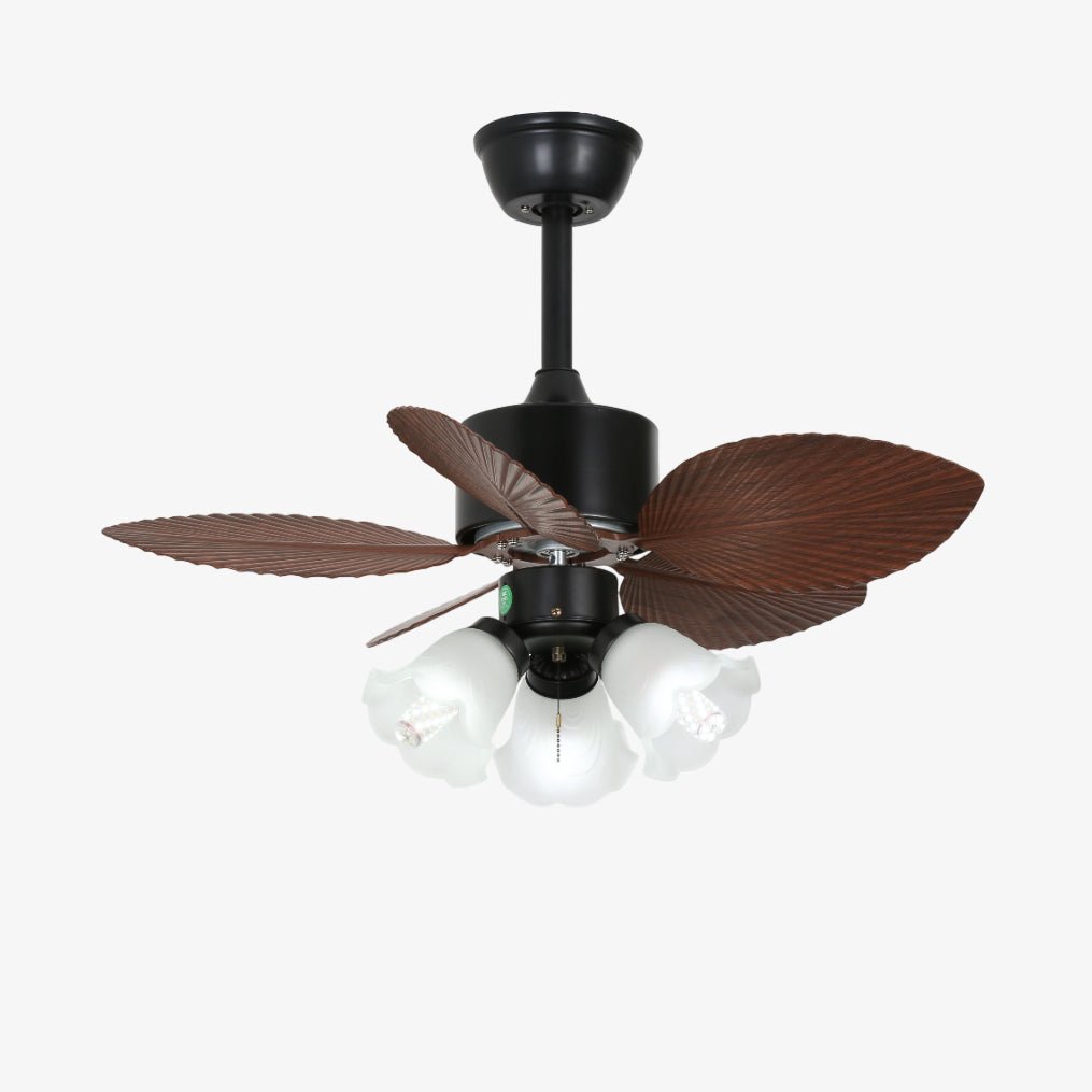 Plafonnier Ventilateur Florence en Bois Vintage, installé dans une chambre