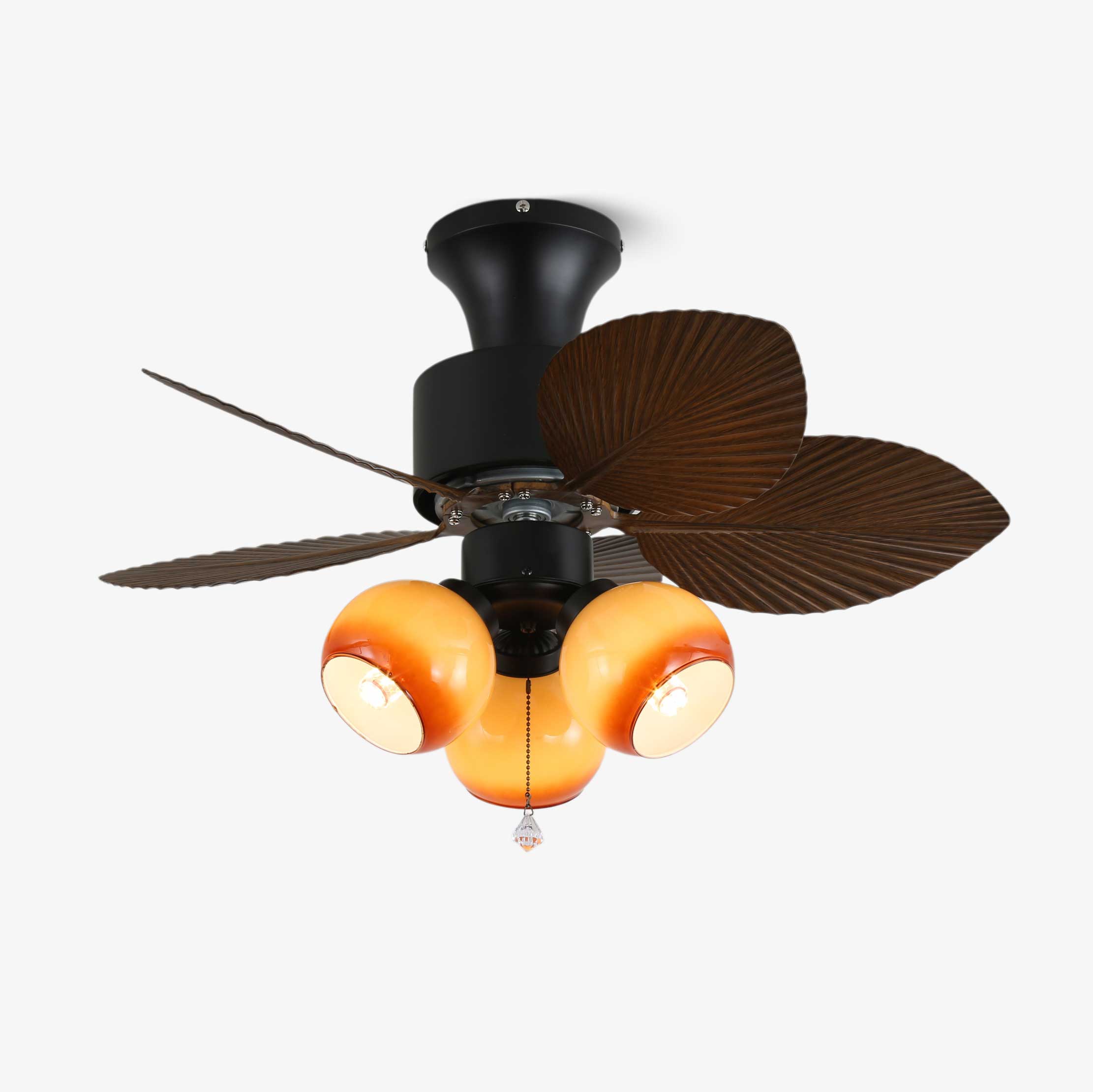 Marvella Plafonnier Ventilateur Vintage en Bois, vue de face