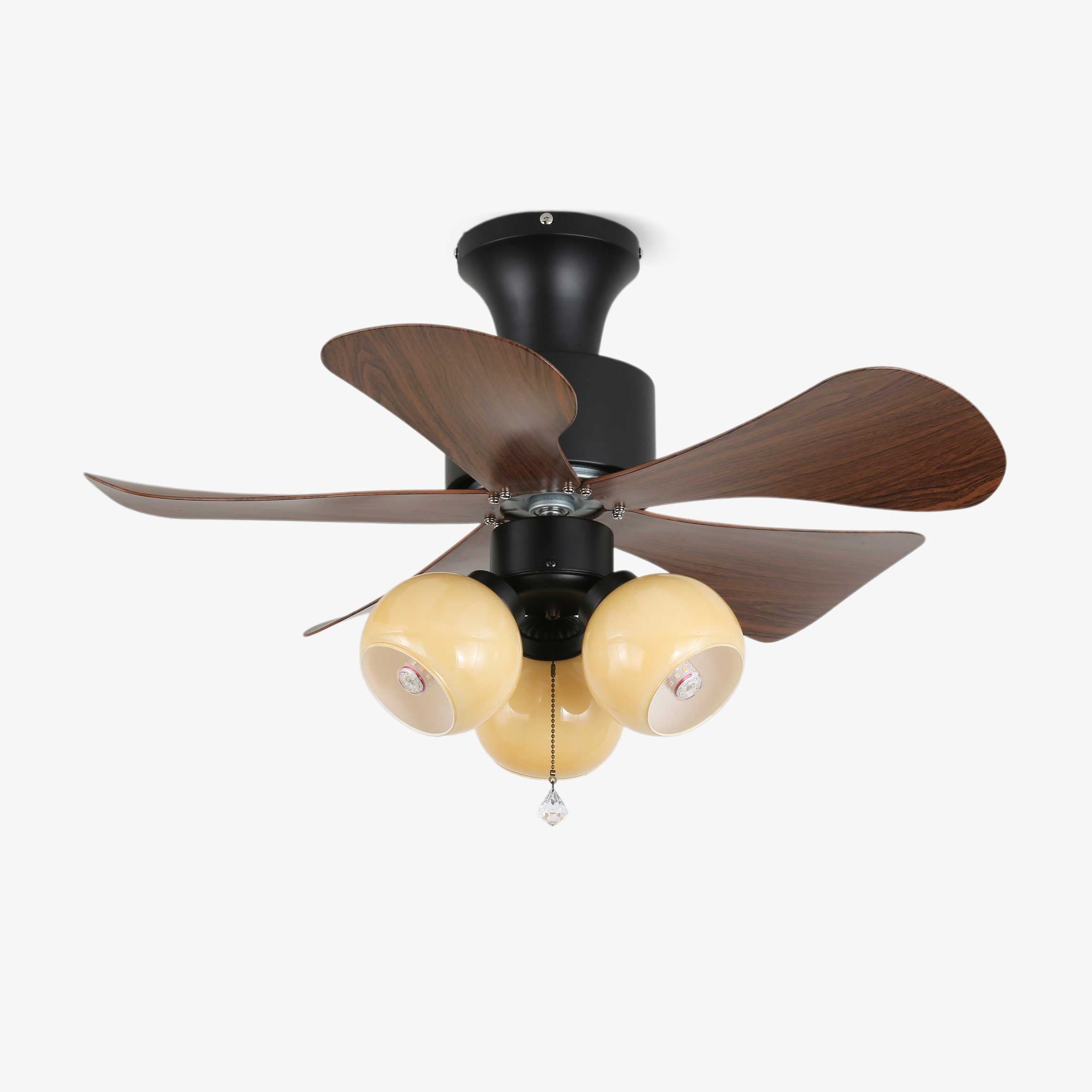 Plafonnier Ventilateur Lunara en Bois Vintage avec finition Noyer
