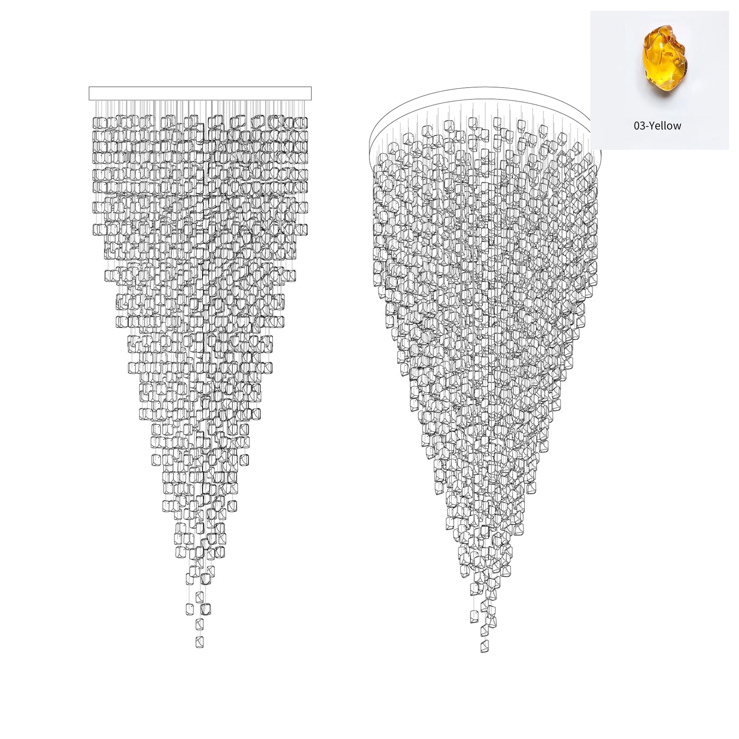 Veshaa Lustre en cristal de pierre de luxe postmoderne - Neutralighting