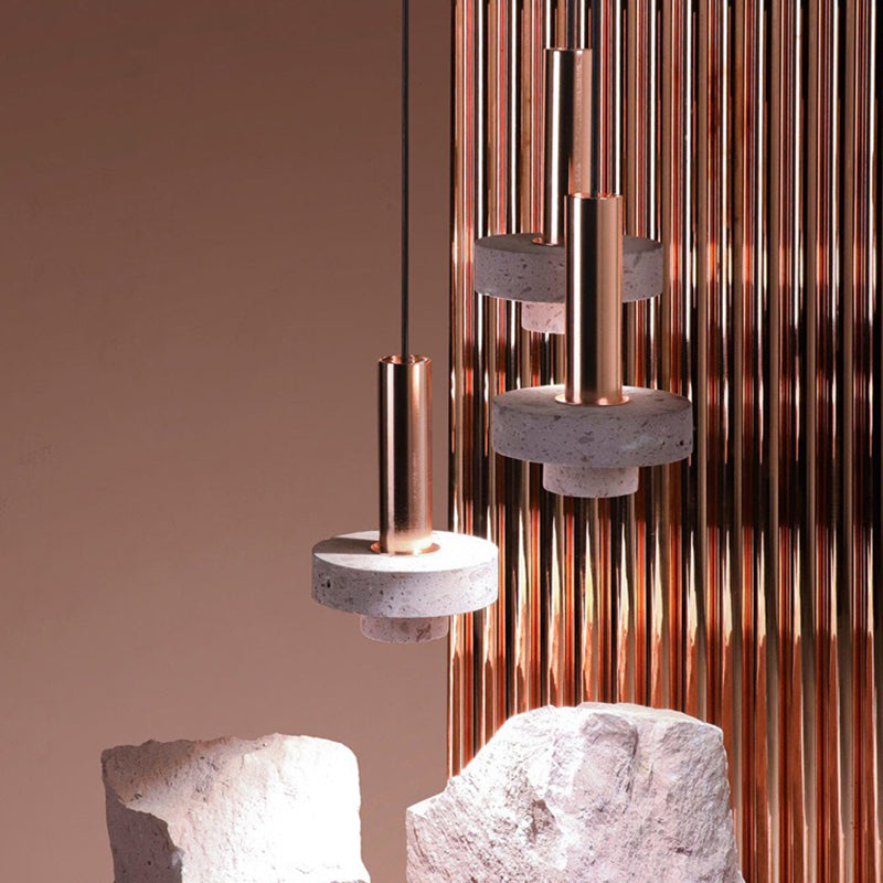 Aelith Suspension Cylindre Moderne Métal/Pierre Salle à Manger