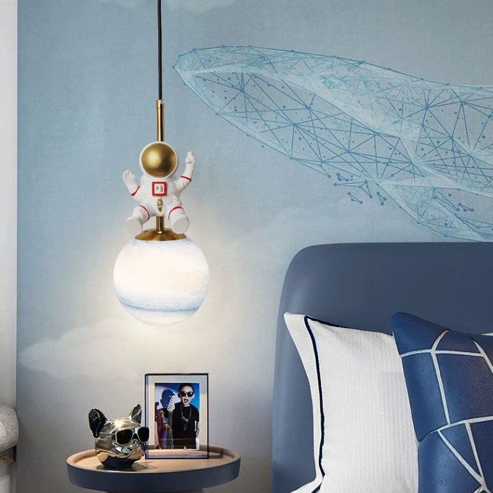 Aria Suspesion Globe Moderne, Metal/Verre, Blanc/Bleu, Chambre - Neutralighting