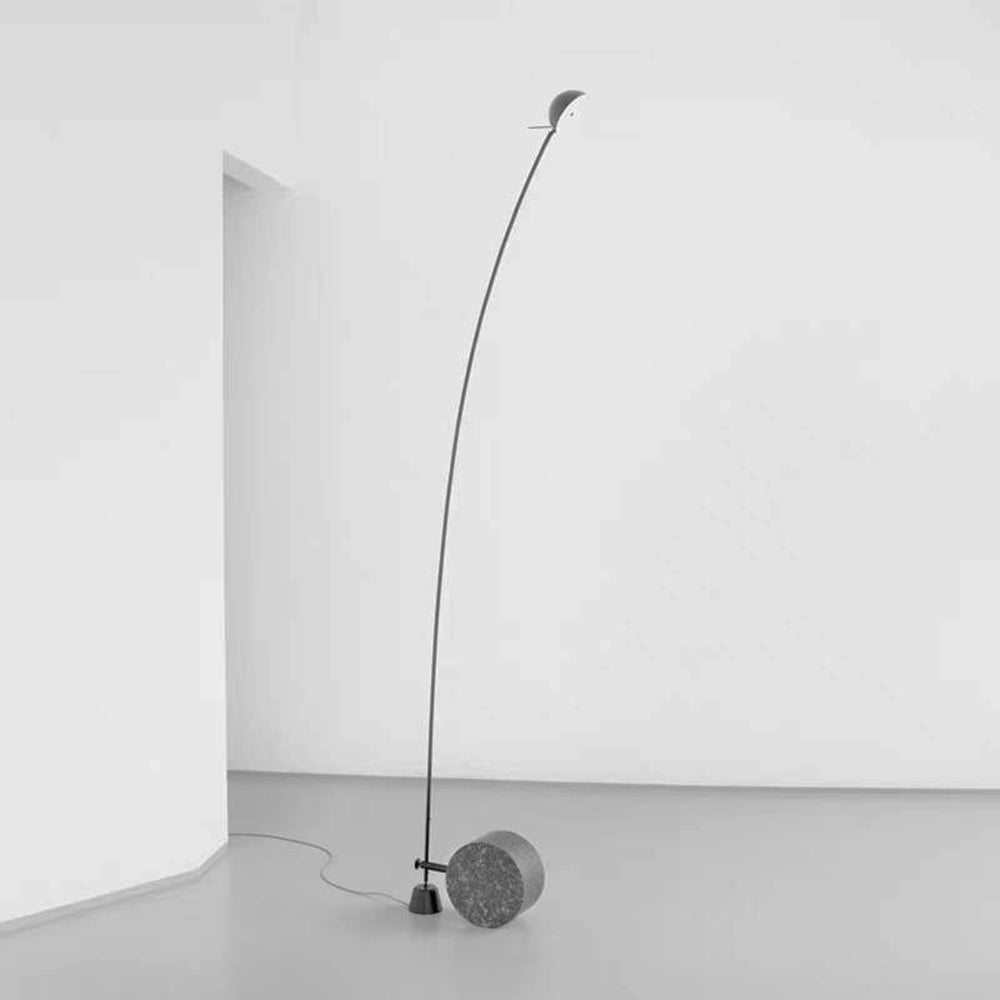 Mira Lampadaire Courbe Moderne, Marbre/Métal, Noir, Salon