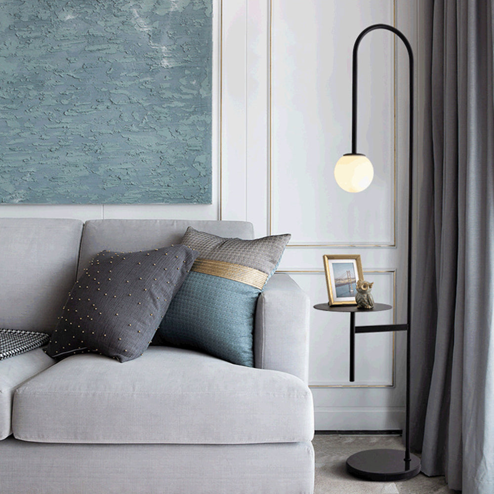 Valentina Design Avec Tableau Lampadaire Simple Métal/Marbre/Verre Noir Salon - Neutralighting