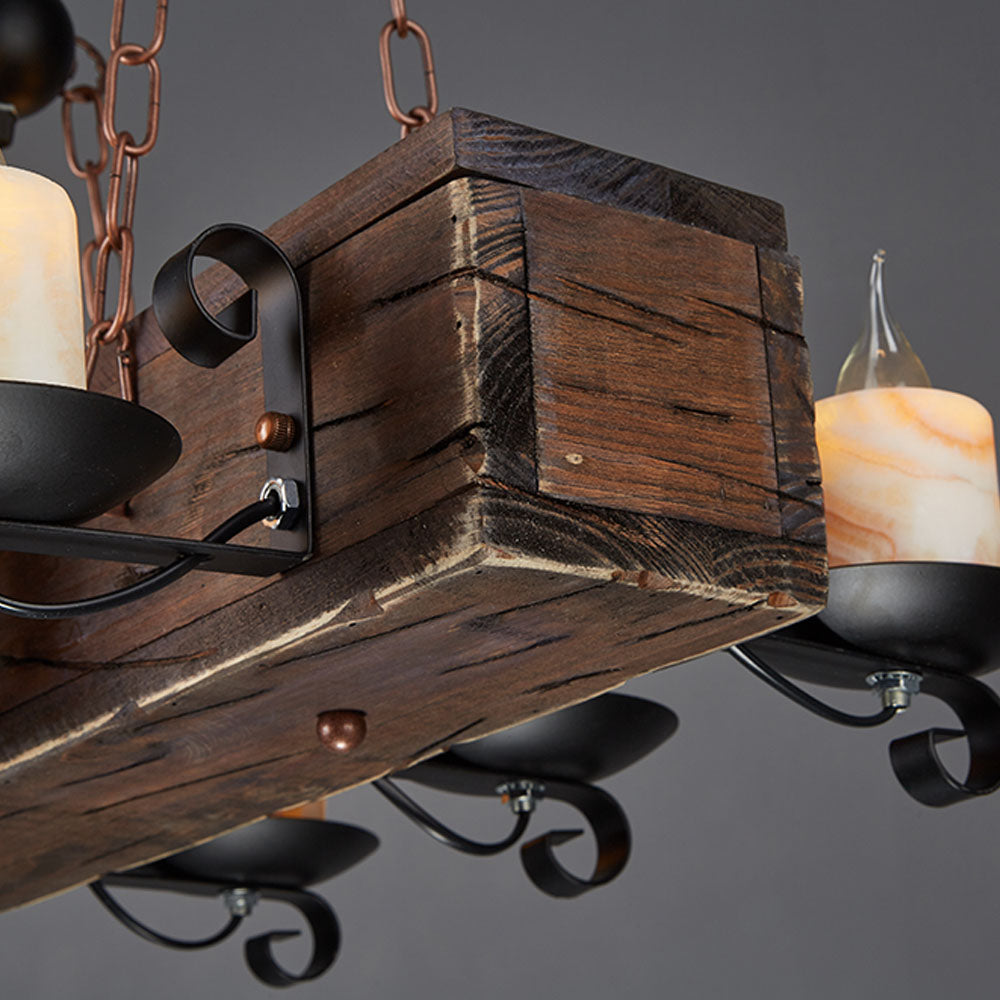 Epoch Suspension Sectangulaire Vintage, Metal/Bois, Marron, Salon - Neutralighting