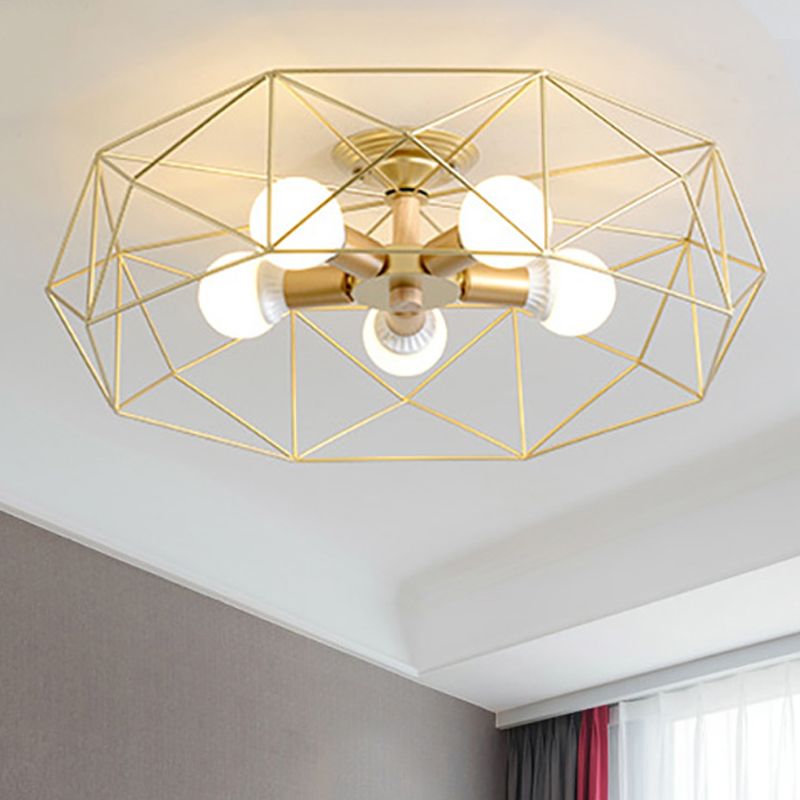 Arisha Moderne LED Plafonnier Doré/Blanc Métal Salon Chambre à coucher - Neutralighting