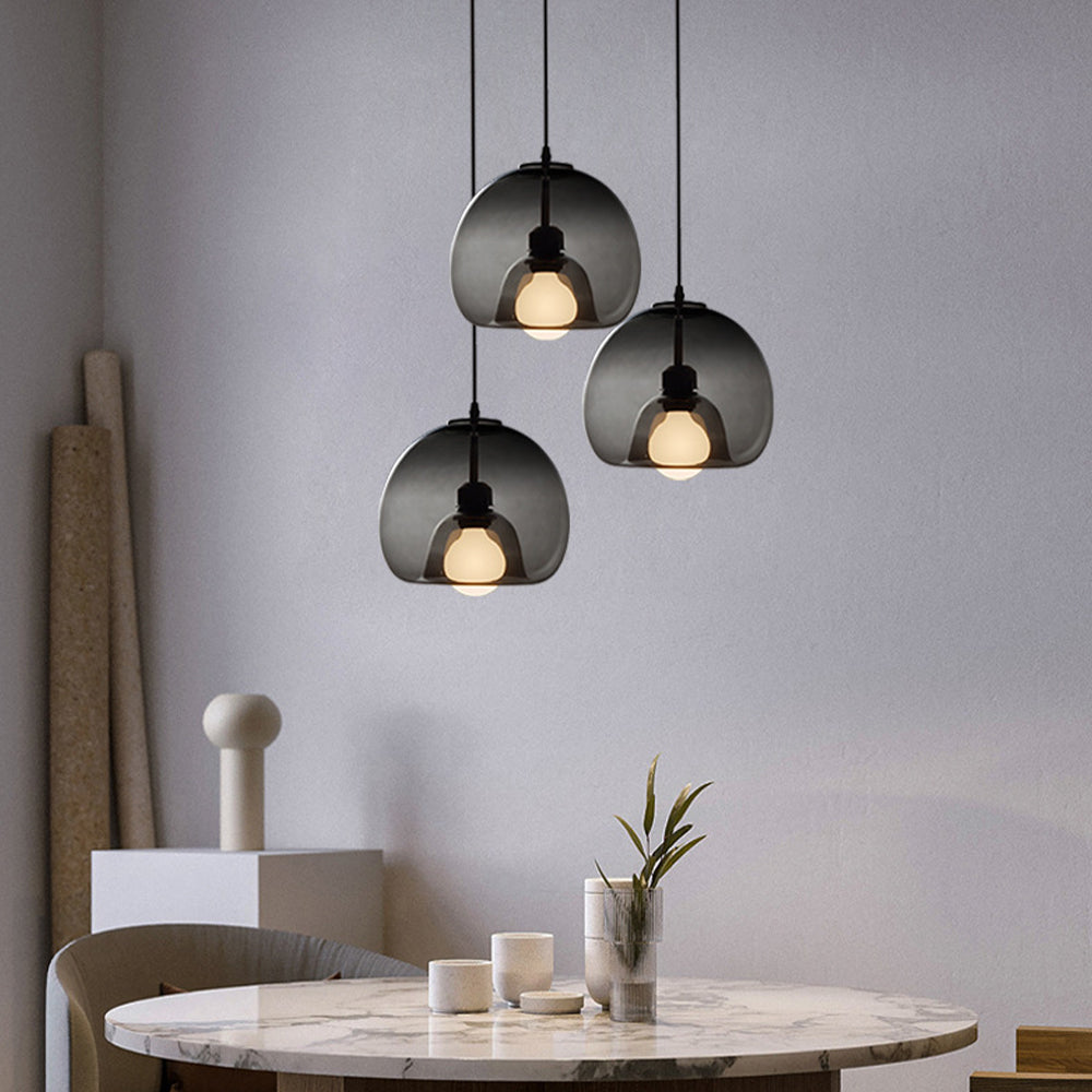 Valentina Luminaires Suspensions Globe Moderne LED Verre/Quincaillerie Ambre/Gris Fumé Salle à Manger/Salon - Neutralighting