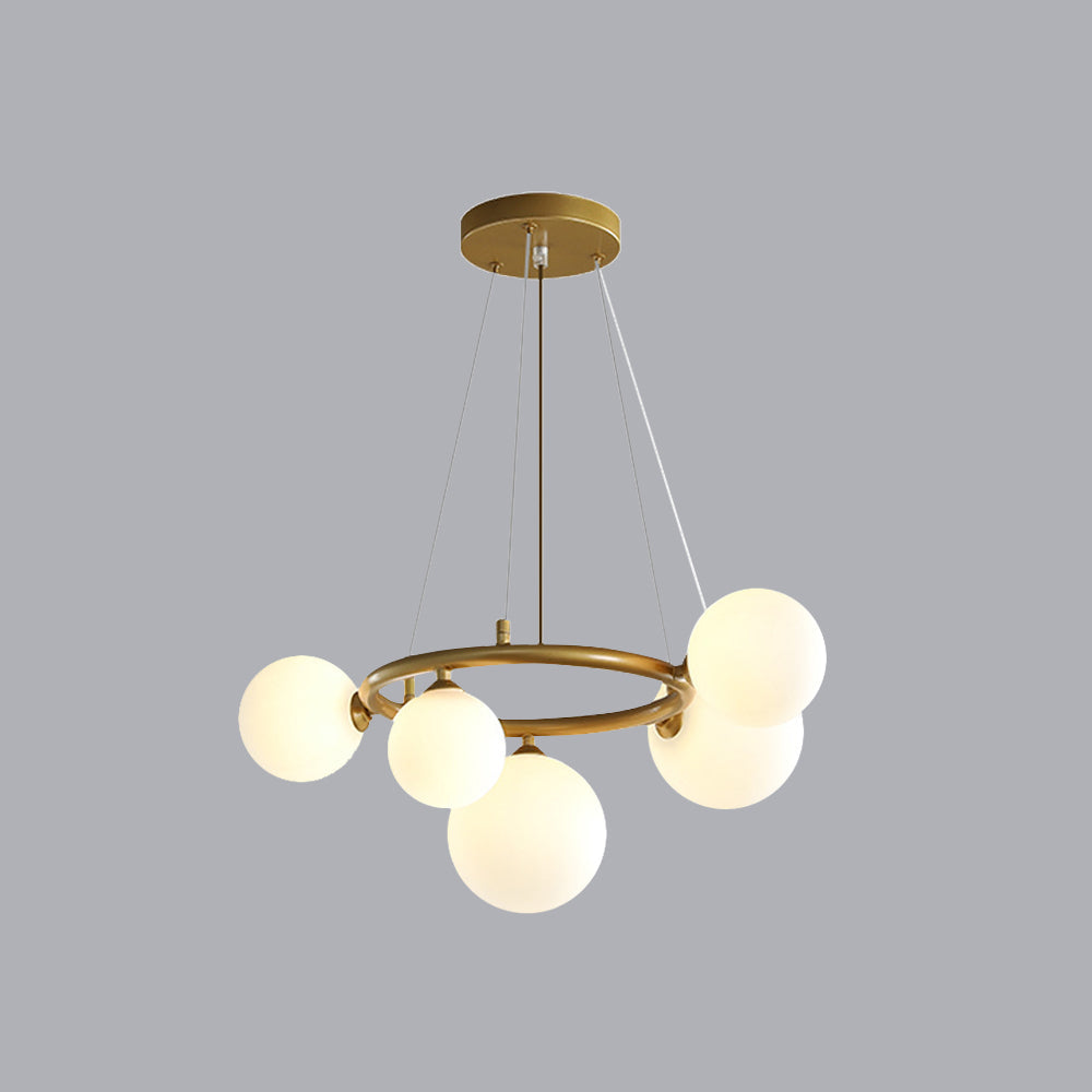Valentina Luminaires Suspensions Anneau Moderne Métal/Verre Noir/Blanc/Gris/Doré Chambre à Coucher